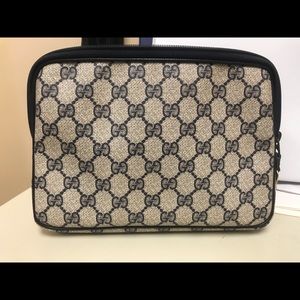 Gucci Blue GG Vintage Cosmetic Clutch